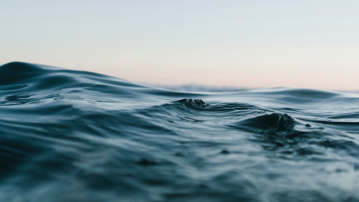 Dark ocean swell at dusk